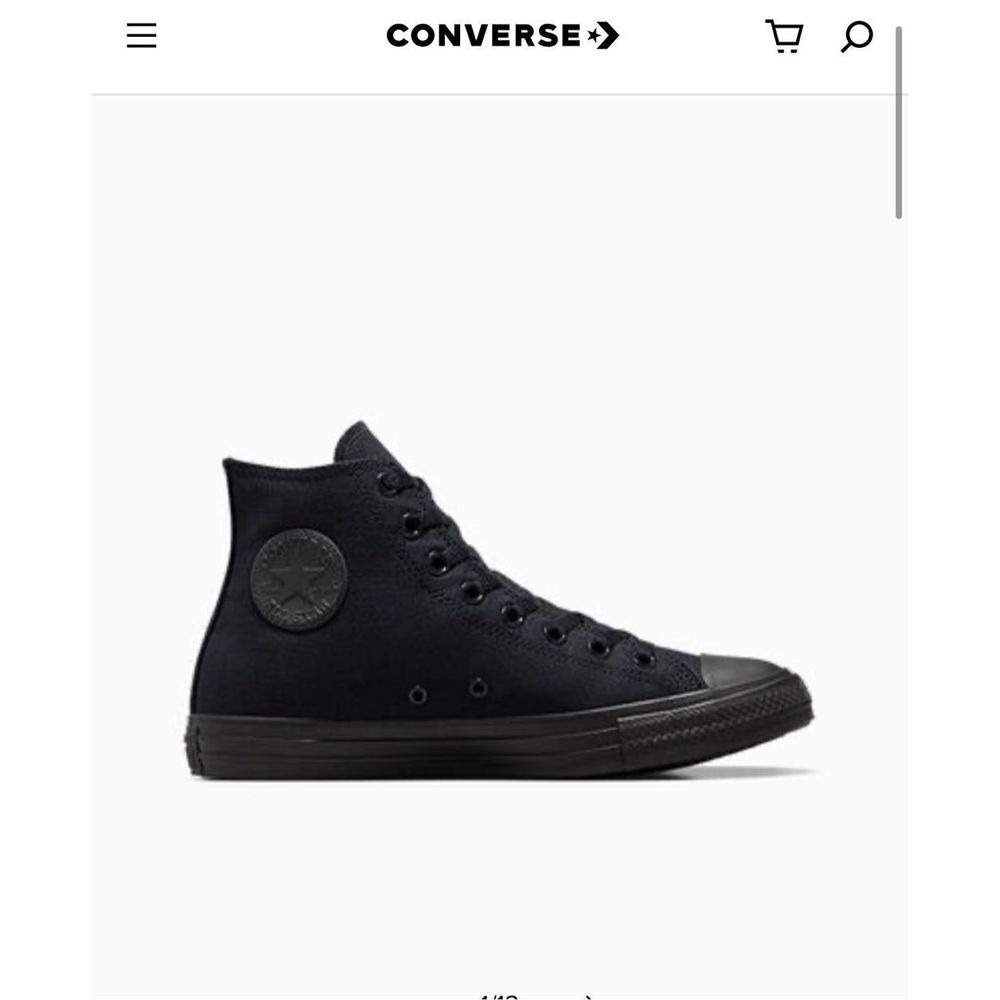 Converse Size 6 All Black High Top Sneakers Lace Up - Picture 5 of 5